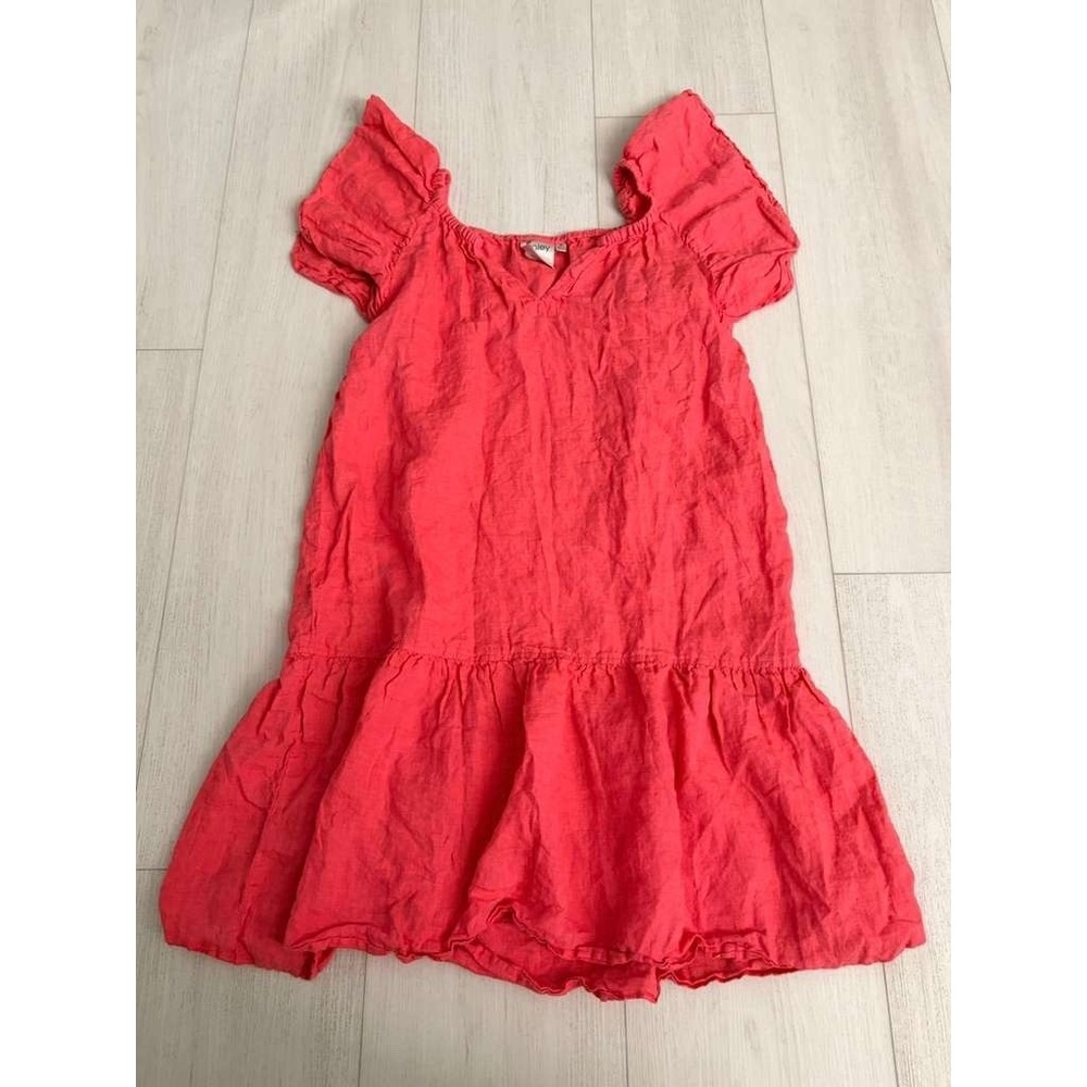 Finley Hattie Linen Dress in Washed Coral Laidback Style Coastal Boho Sz M